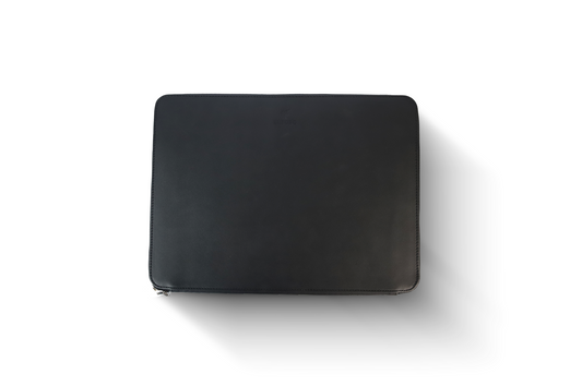 The Atlas-Leather Zipper Laptop Sleeve Black