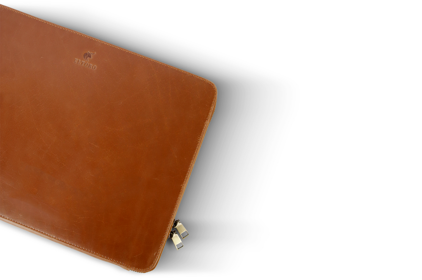 The Sentinal-Leather Zipper Laptop Sleeve Brown