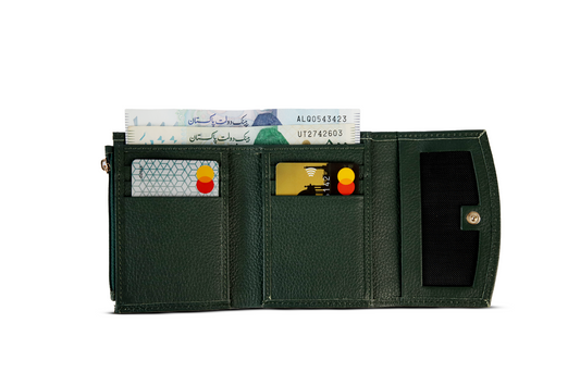 Lyra-Ladies Leather Wallet Green