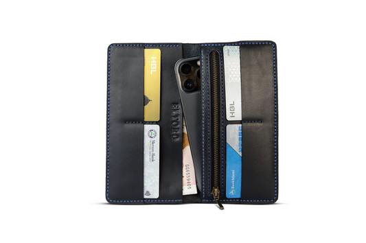 The Obsidian-One Tone Leather Long Wallet