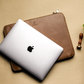 The Sentinal-Leather Zipper Laptop Sleeve Brown