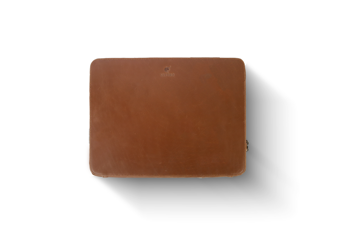 The Sentinal-Leather Zipper Laptop Sleeve Brown