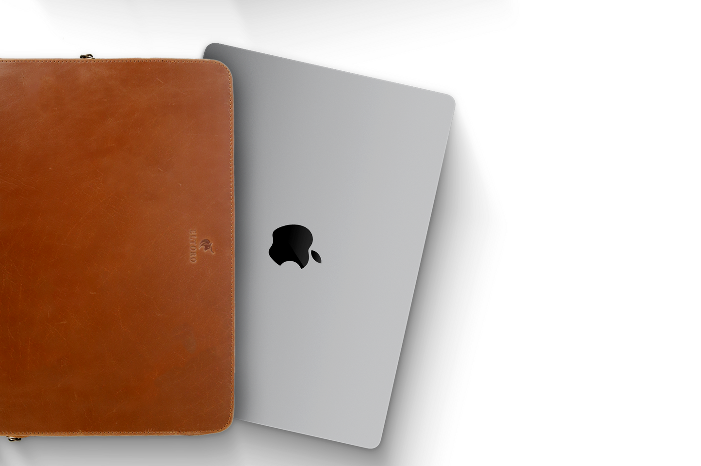 The Sentinal-Leather Zipper Laptop Sleeve Brown
