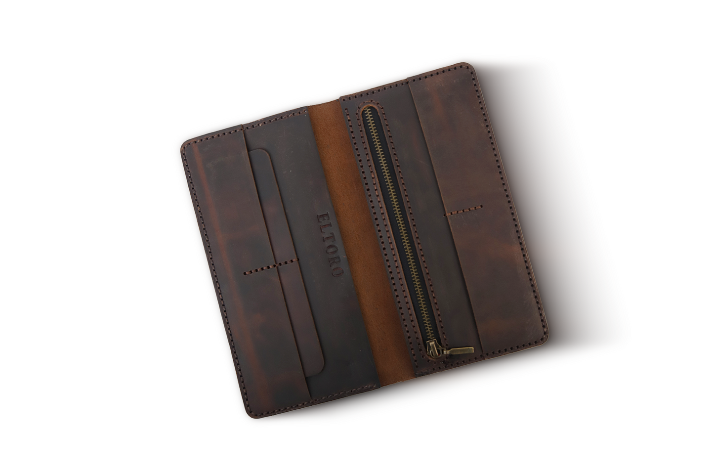 The Timber-Full‑Grain Pull‑Up Leather Long Wallet – Handcrafted