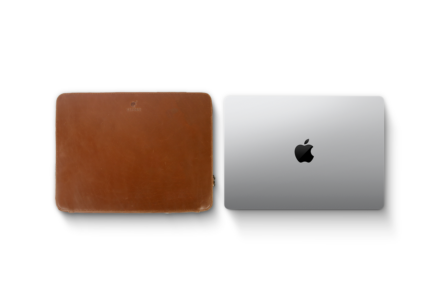 The Sentinal-Leather Zipper Laptop Sleeve Brown